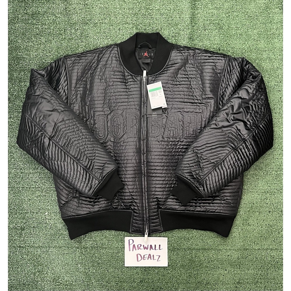 Nike Jordan Flight Varsity Black Full Zip Quilted Jacket Men's XL II5314-010